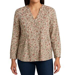 Peruvian Connection Floral Pleated Blouse Size Small